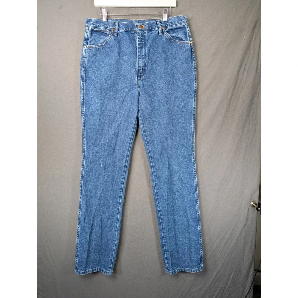 Wrangler Mens Regular Fit Straight Leg Jeans Blue Denim Size 36x36